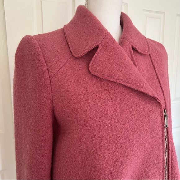 Zara Trafaluc Wool Blend Side Zip Coat Pink Medium - Picture 3 of 9